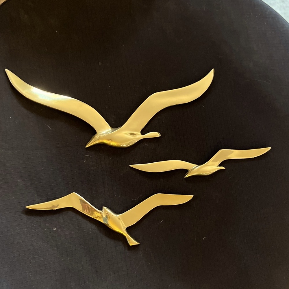 Amazing mid century modern brass seagulls! 3 piece!